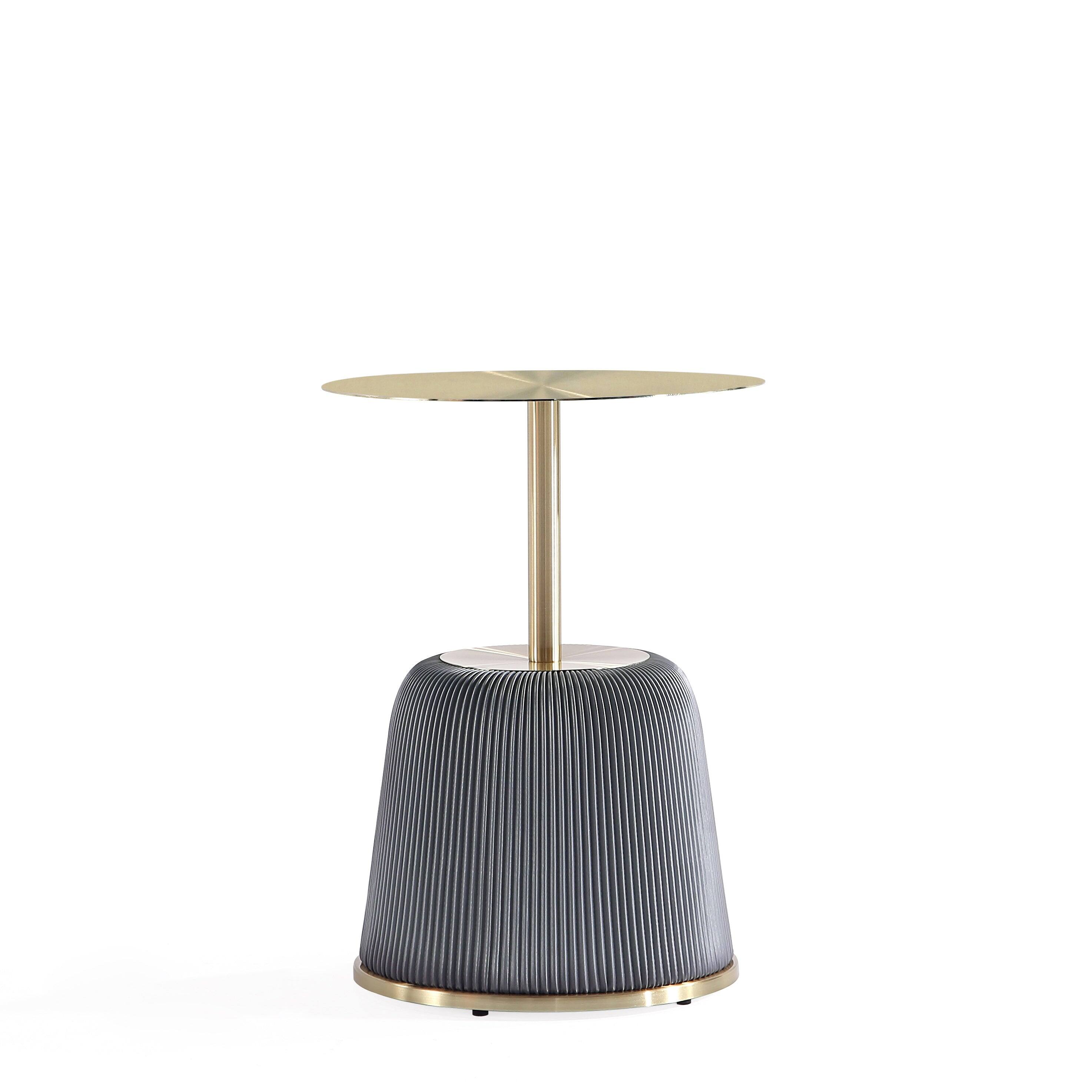 Alt View 5. Manhattan Comfort - Anderson Modern Metal Top Upholstered End Table - Gray.