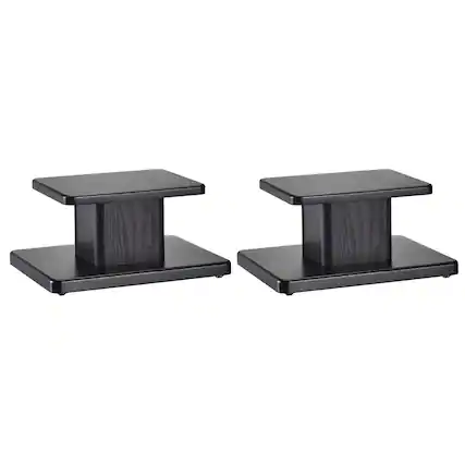 Front. Unique Bargains - 2pcs Wood Speaker Stands, Sturdy Hollow Base for Optimal Positioning of Bookshelf Speakers in Home Theater - Black.