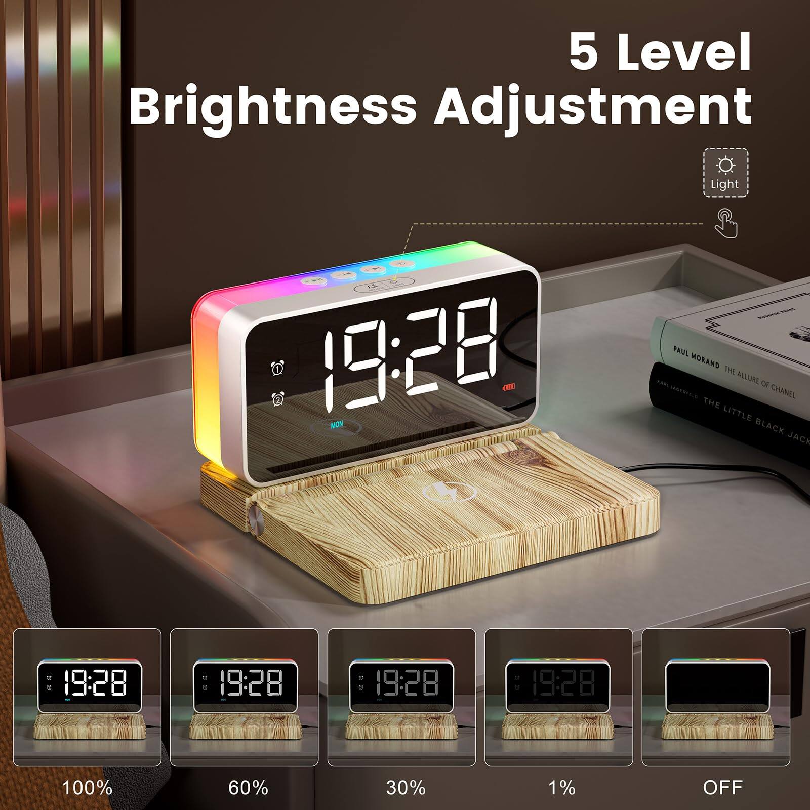 5 Level Brightness Adjustment

19:28

100% 60% 30% 1% OFF
