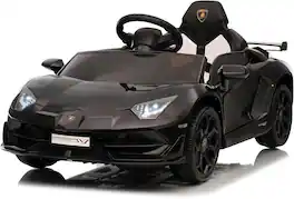 Homhougo - 12V Licensed Lamborghini Kids Ride On Car with Parent Remote Control, Slow Start & 2 - Black
