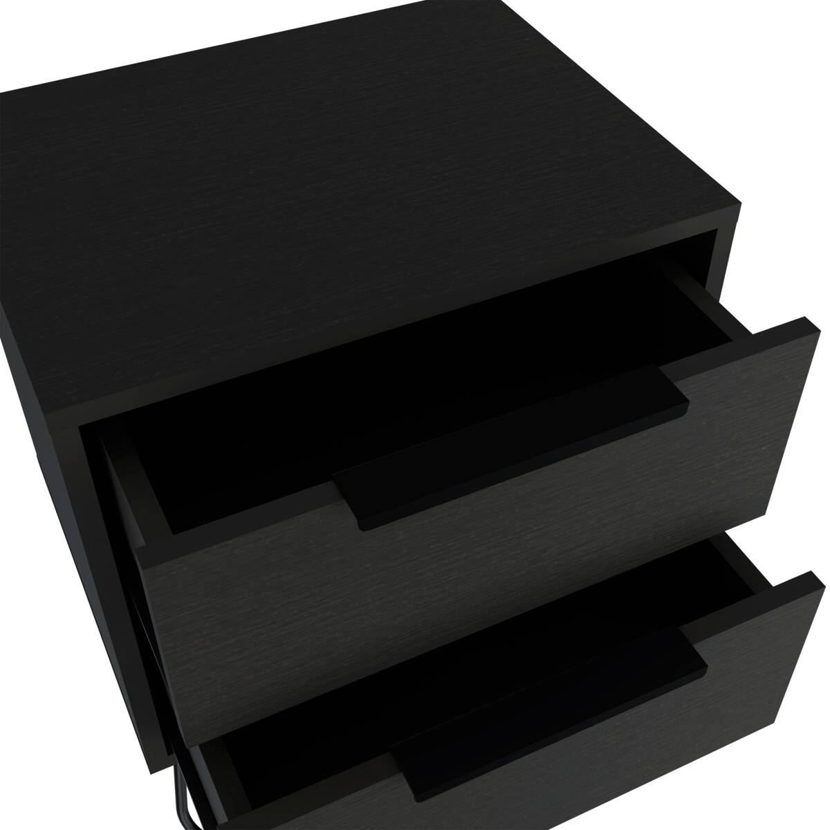 Alt View 4. Loheer - Loheer Black Nightstand with Two Drawers, Modern Bedside Table with Storage - Black.
