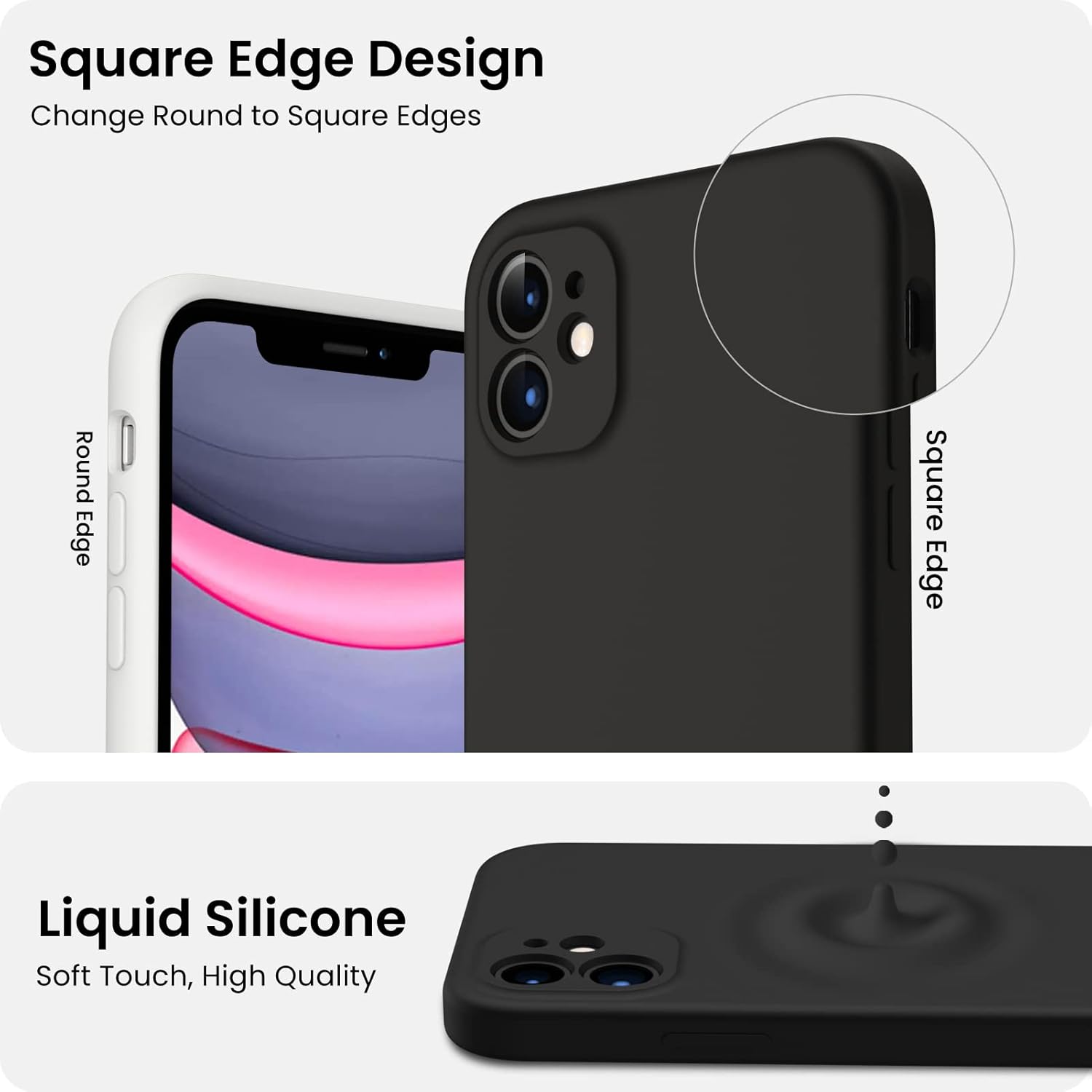 Square Edge Design, Change Round to Square Edges, Round Edge, Square Edge, Liquid Silicone, Soft Touch, High Quality