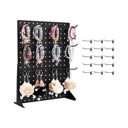 VEVOR - Pegboard Display Stand, 17 x 13 Inch Tabletop Pegboard Display Stand with 15 Hooks,Thickened Cold-Rolled Steel Peg Board - Black