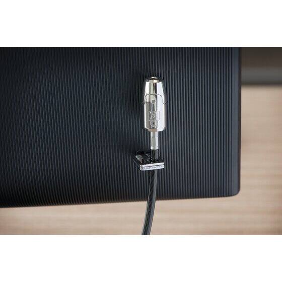 Left. Kensington - Kensington Desktop & Peripherals Locking Kit 2.0 - 8 ft Cable - Keyed Lock - Black - Carbon Steel - For Desktop Computer.