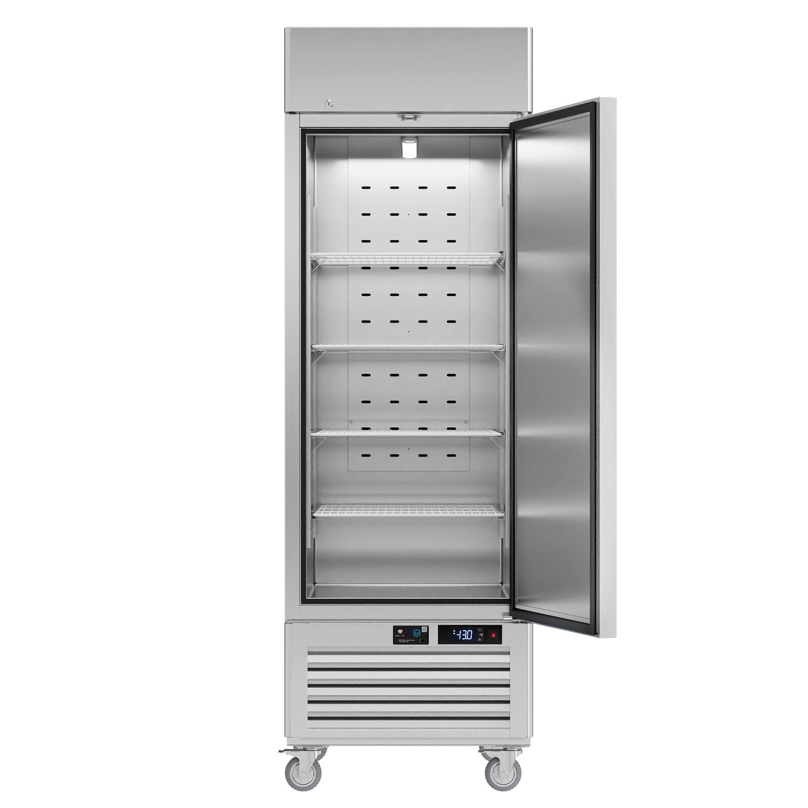 Alt View 6. Veecool - VEECOOL 27" 23 cu.ft. WiFi Enabled App Control Single Door Commercial Upright Freezer in Stainless Steel, Right Hinged - Stainless Steel.