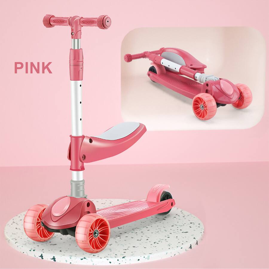 Pink Rocker Scooter Topteng 2 in 1 Foldable Kids Scooter with Seat & LED Lights 3 Wheel ...