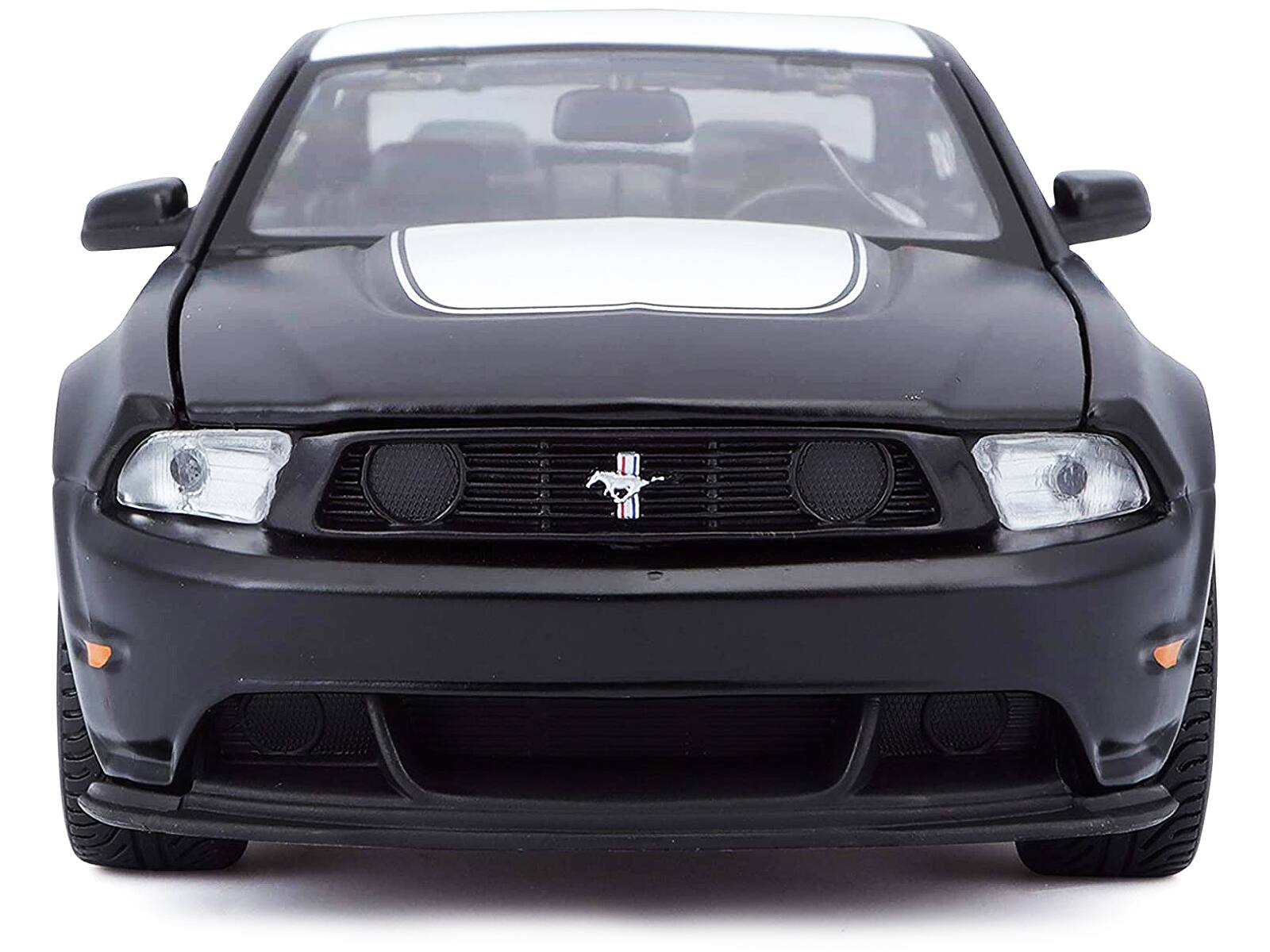 Alt View 4. Maisto - 2012 Ford Mustang Boss 302 Matt Black and White 1/24 Diecast Model Car by Maisto.