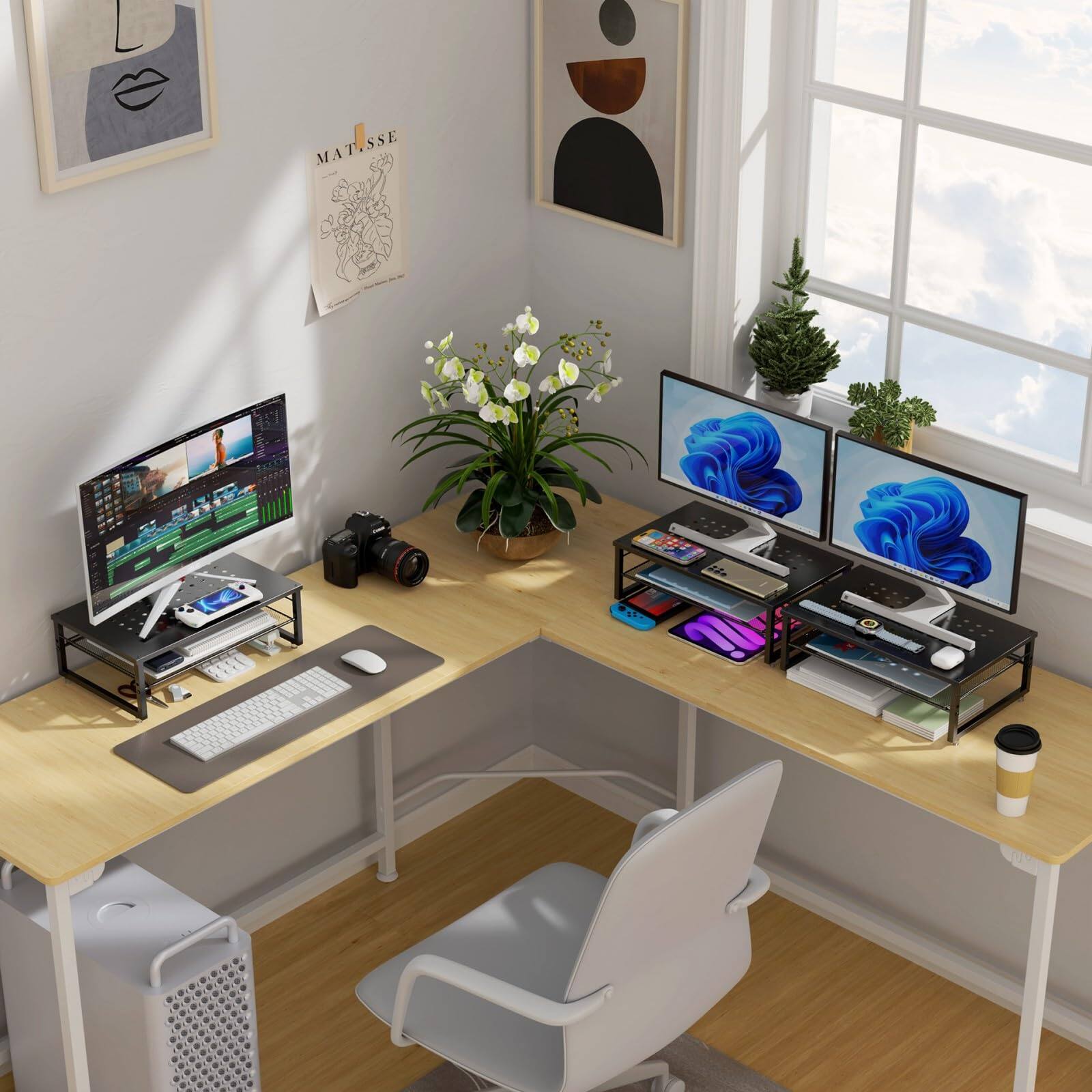 Alt View 6. Hanke - Desk Organizers And Accessories 2-tier Metal Monitor Stand Riser Organizer For Office Storage Supplies - Blue.