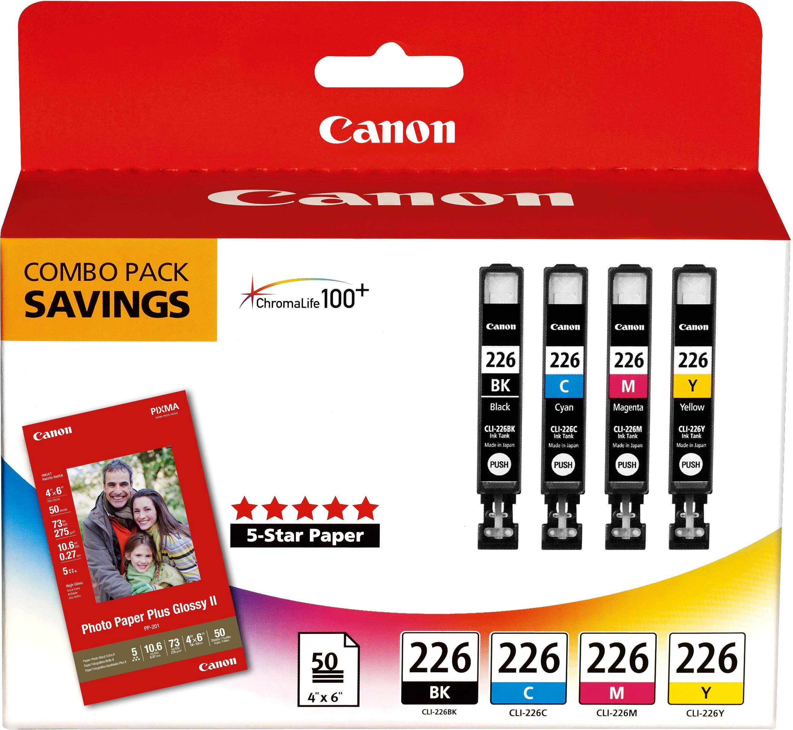 Alt View 14. Canon - CLI-226 4-Pack Ink Cartridges + Photo Paper - Black/Cyan/Magenta/Yellow.