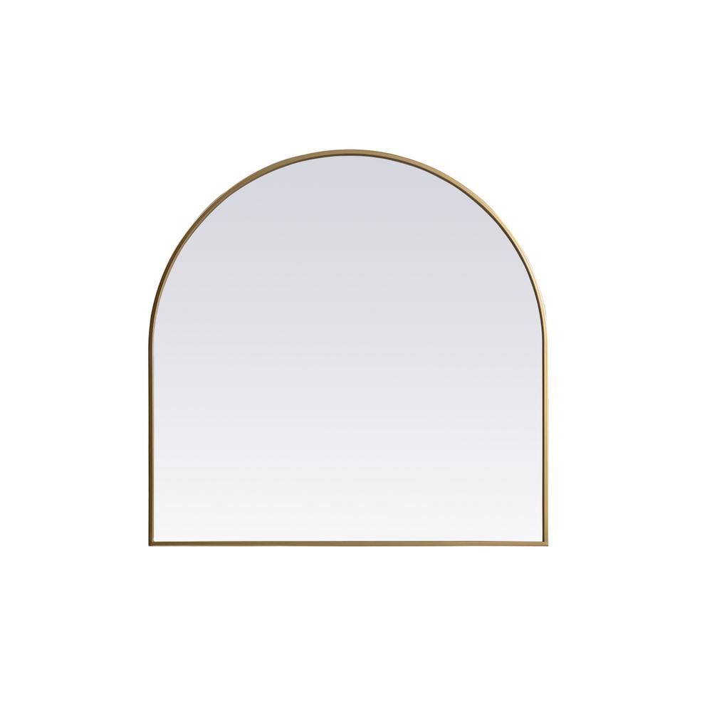 Back. Elegant Decor - Metal Frame Arch Mirror 36x36 Inch in Brass - Brass.