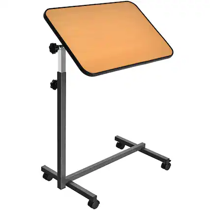 Front. Costway - Costway Overbed Rolling Table Over Bed Laptop Food Tray Desk Tilting Top - Natural.