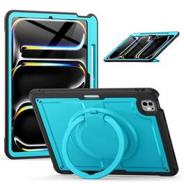 Dteck - Heavy Duty Shockproof Case for Apple iPad Pro (M5) 13" 2025/iPad Pro 13-inch (M4) 2024,Rugged Stand Cover+Shoulder Strap - Lightblue