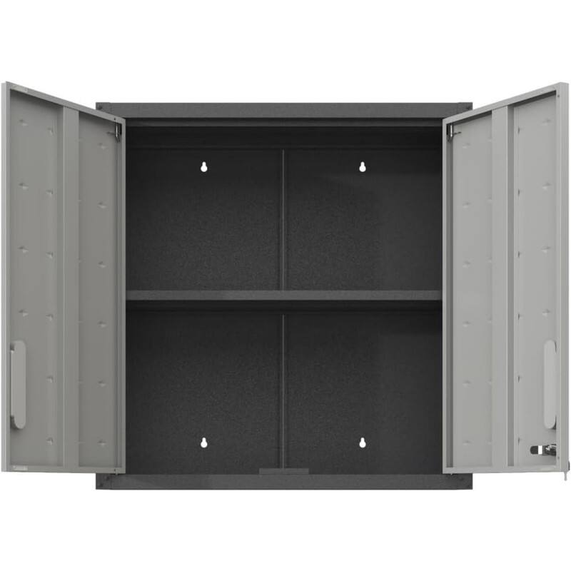 Alt View 1. ALEXOUN - Metal Wall-Mounted Tool Storage Cabinet with Lock, Adjustable Shelf, for Garage, Office, Warehouse, - Gray.