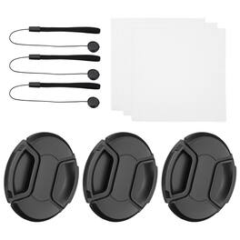 Unique Bargains - 3pcs 86mm Center Pinch Lens Cap for Nikon/Fujifilm/Pentax/Leica - Black