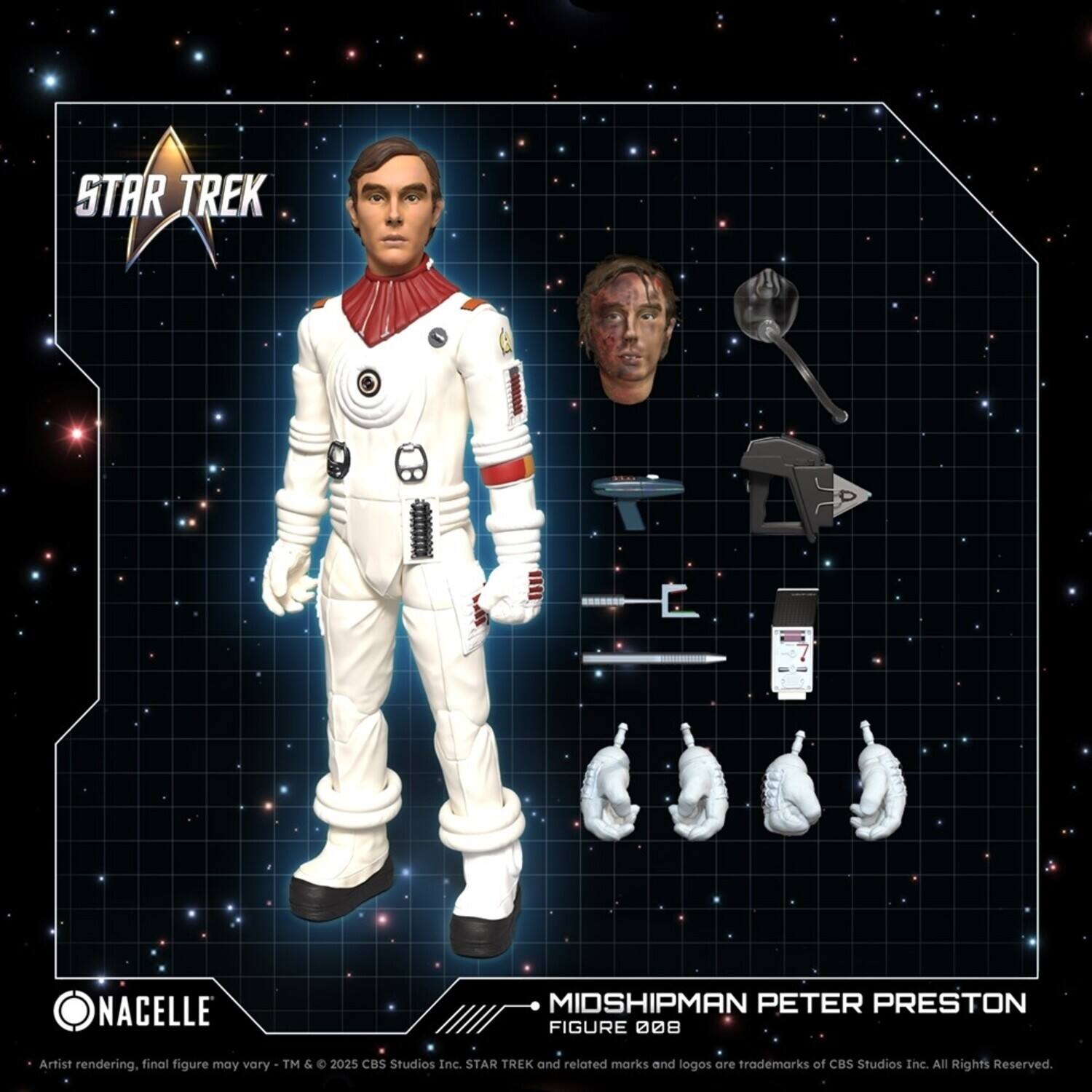 STAR TREK NACELLE MIDSHIPMAN PETER PRESTON FIGURE 008  
Artist rendering, final figure may vary  
TM & © 2025 CBS Studios Inc.  
STAR TREK and related marks and logos are trademarks of CBS Studios Inc. All Rights Reserved.