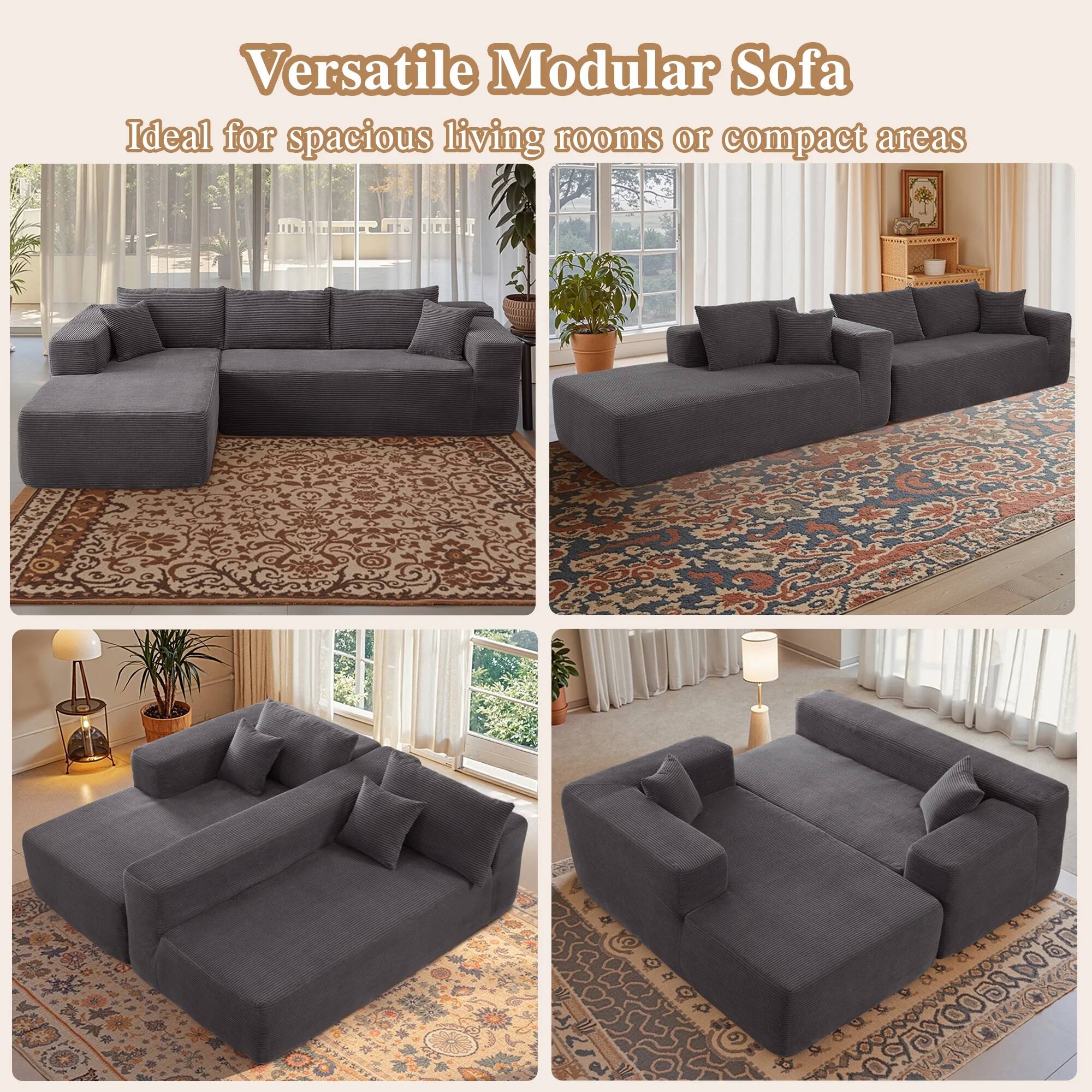 Versatile Modular Sofa  
Ideal for spacious living rooms or compact areas