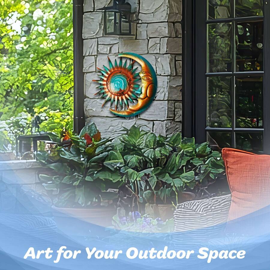 Texture Tile Rusted Metal G128 Sun and Moon Metal Wall Art 12x12 Sun & 12x8 Moon Indoor Outdoor ...