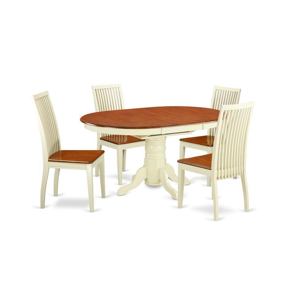 Angle. East West Furniture - Dining Room Set Buttermilk & Cherry - Brown.