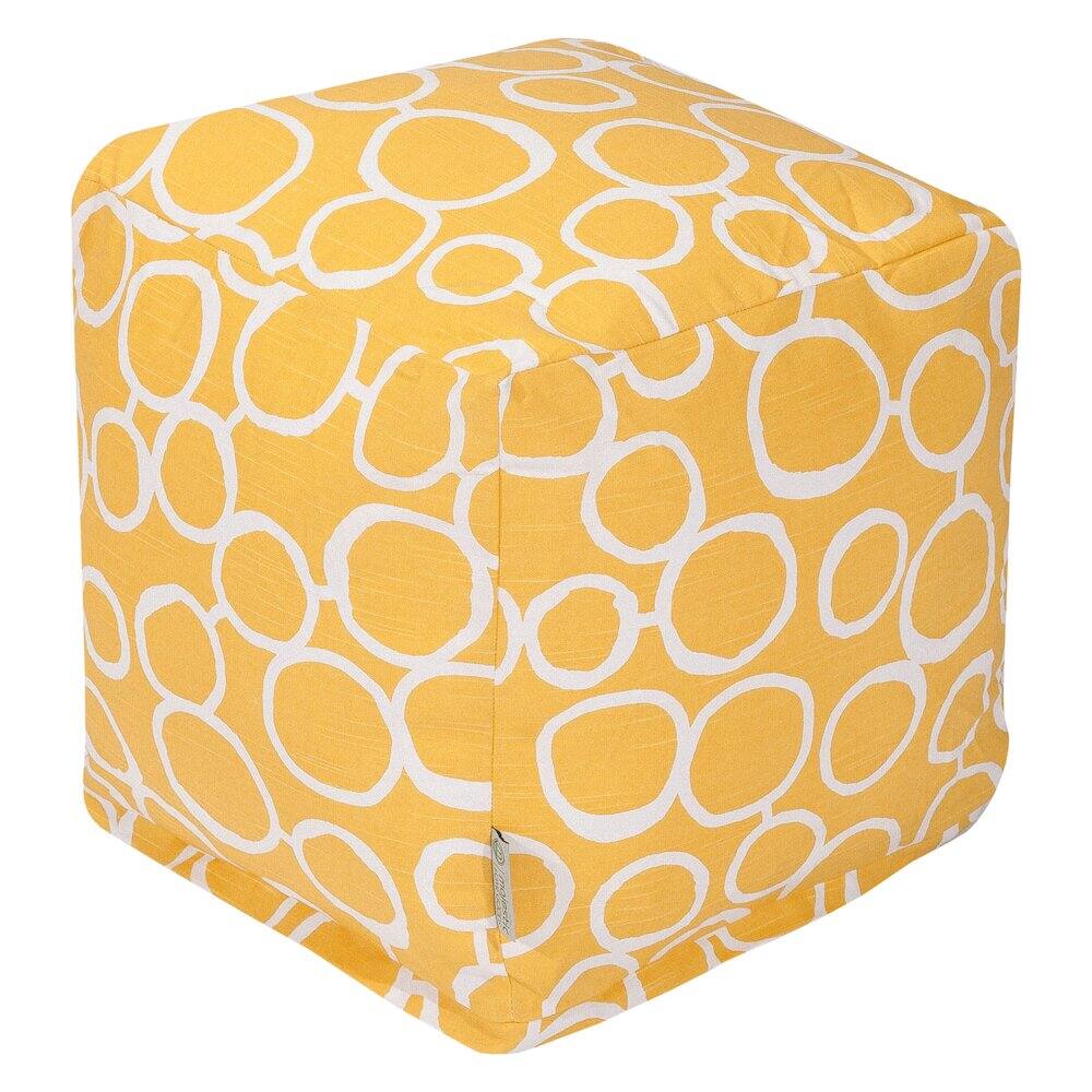 Front. Majestic Home - Cube Pouf Fusion Yellow - Yellow.