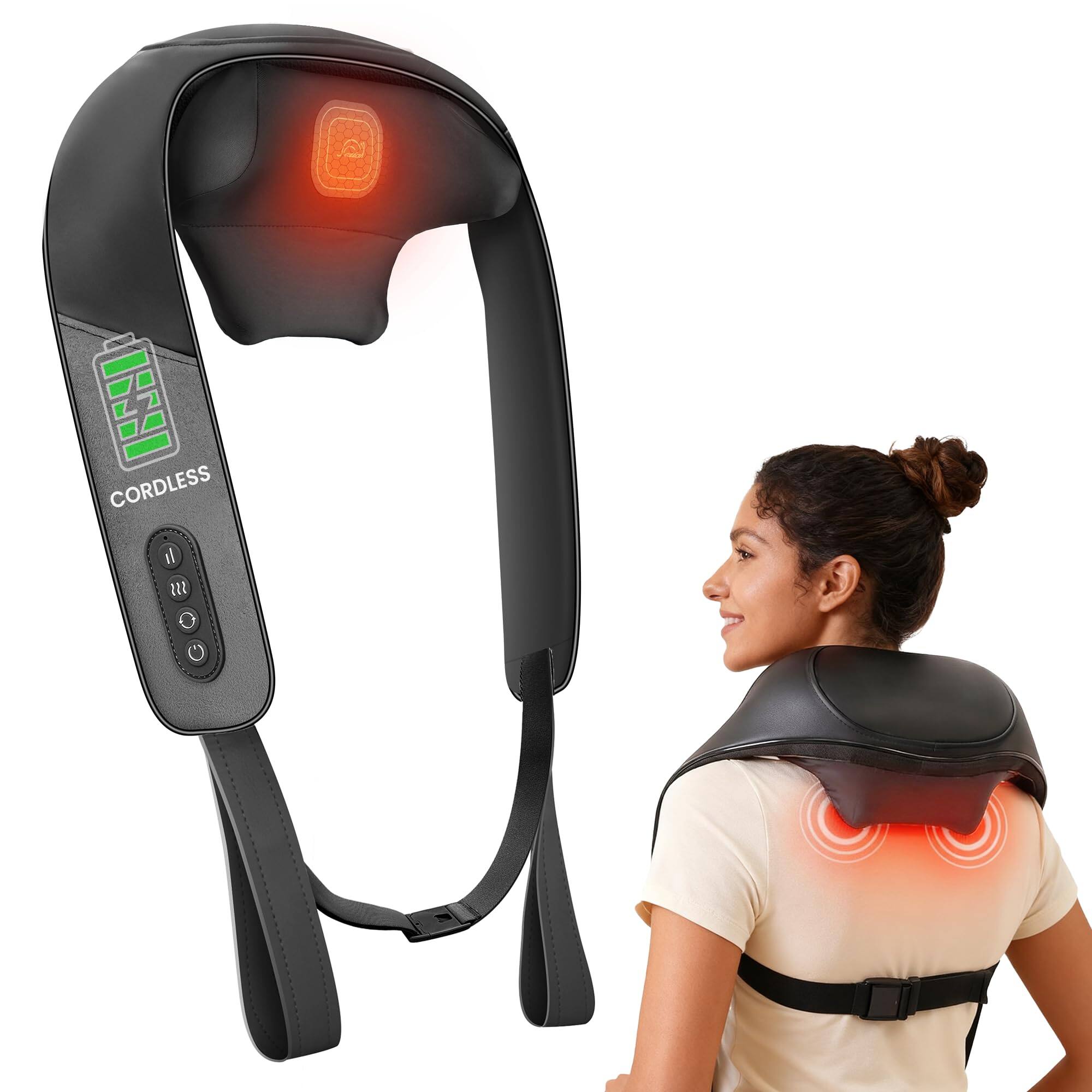 Front. Live At Space - Cordless Neck & Shoulder Massager with Heat, Deep Tissue Kneading, Wearable, Gift for Parents - 642146669118.