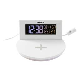 Taylor Precision Products - Digital Indoor Weather Station with Mood Light, Wireless Charging Pad, Model 5287333