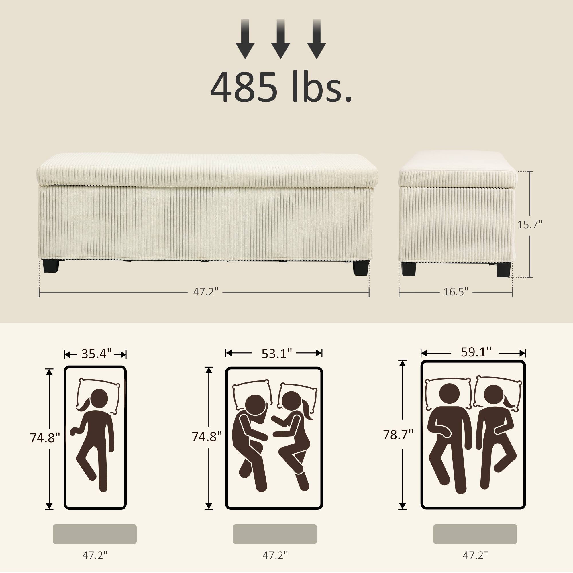 485 lbs. 15.7" 47.2" 16.5" 35.4" 53.1" 59.1" 74.8" 74.8" 78.7" 47.2" 47.2" 47.2"