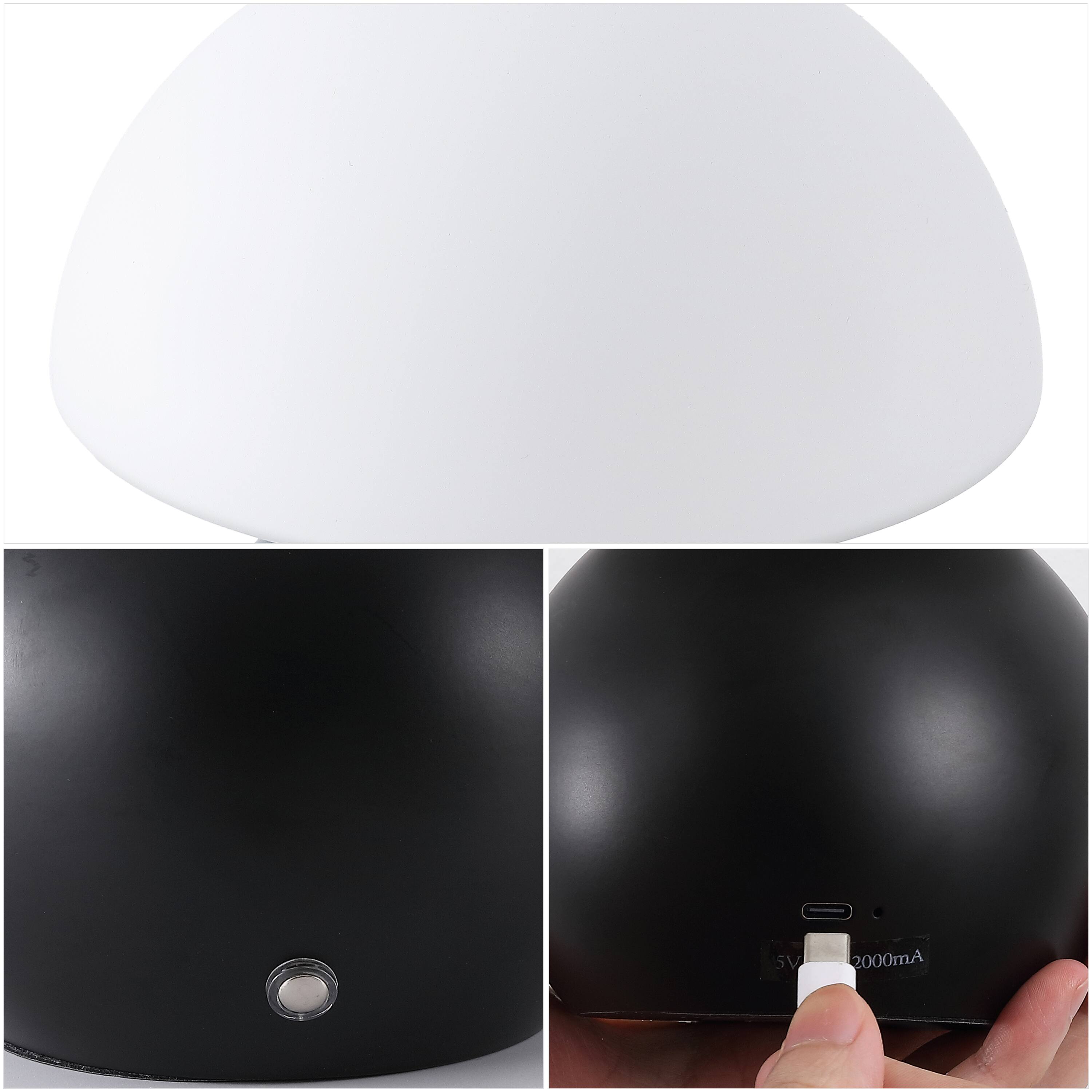 Alt View 4. Jonathan Y - Kanya 7.25" USB-C Rechargeable Table Lamp Set of 2, Black Metal Base with White Glass Dome Shade and Touch Dimmer - Black.