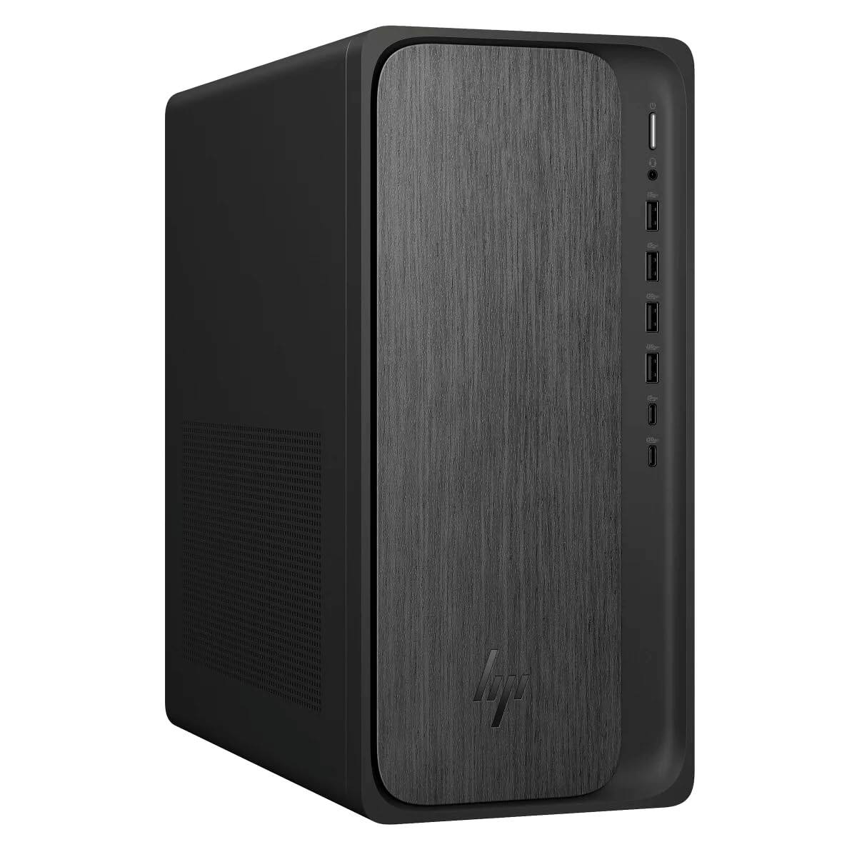 Left. HP - OmniDesk Desktop Computer PC, AMD Ryzen 7 8700G, 32GB DDR5, 1TB NVMe SSD, Radeon 780M, Wi-Fi 6 + Bluetooth 5.4 - Black.