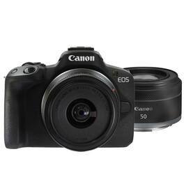 Canon - EOS R50 Mirrorless Camera, RF-S 18-45mm f/4.5-6.3 IS STM, RF 50mm f/1.8 STM Lens