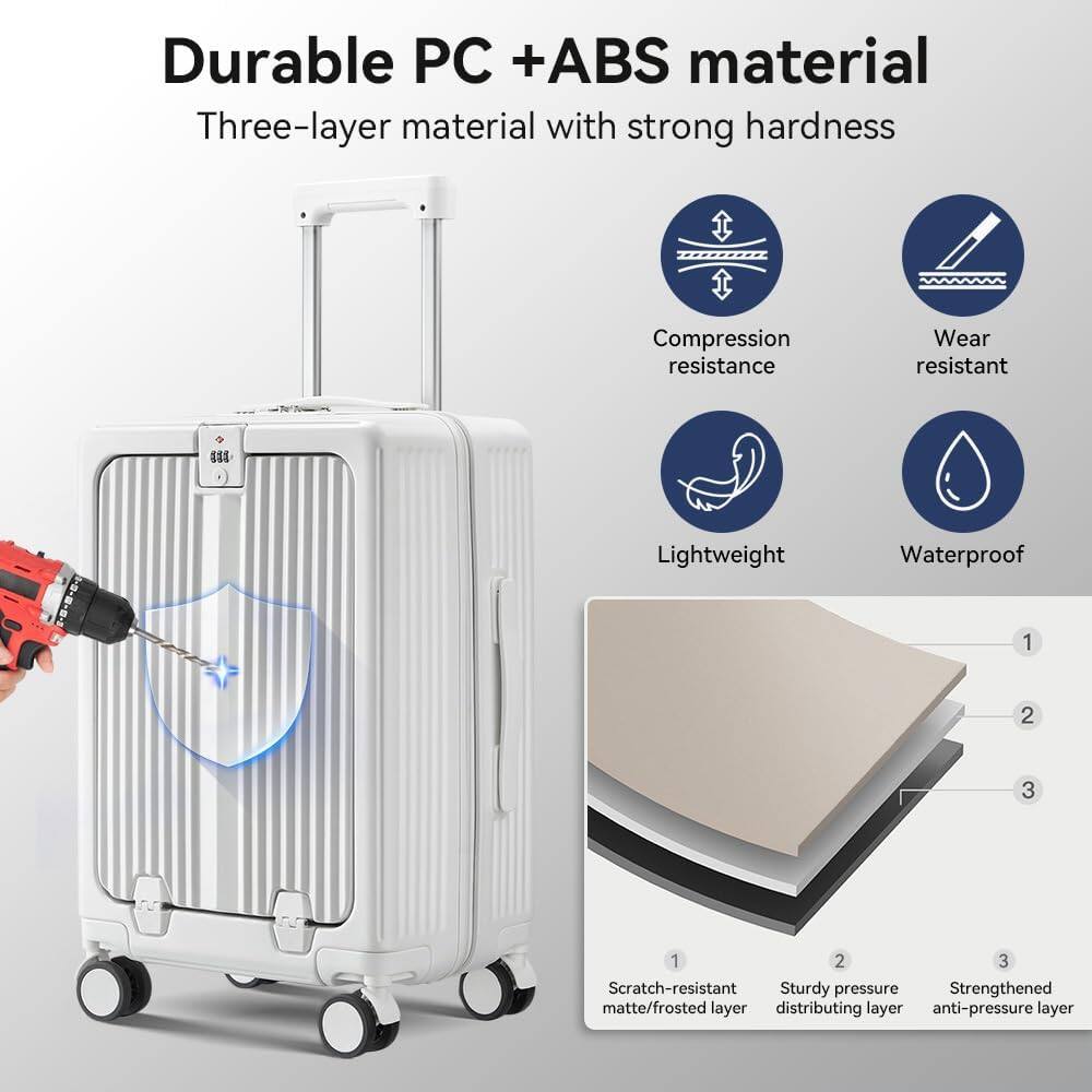 Durable PC + ABS material  
Three-layer material with strong hardness  
Compression resistance  
Wear resistant  
Lightweight  
Waterproof  
Scratch-resistant  
Sturdy pressure  
Strengthened matte/frosted layer  
Distributing layer  
Anti-pressure layer