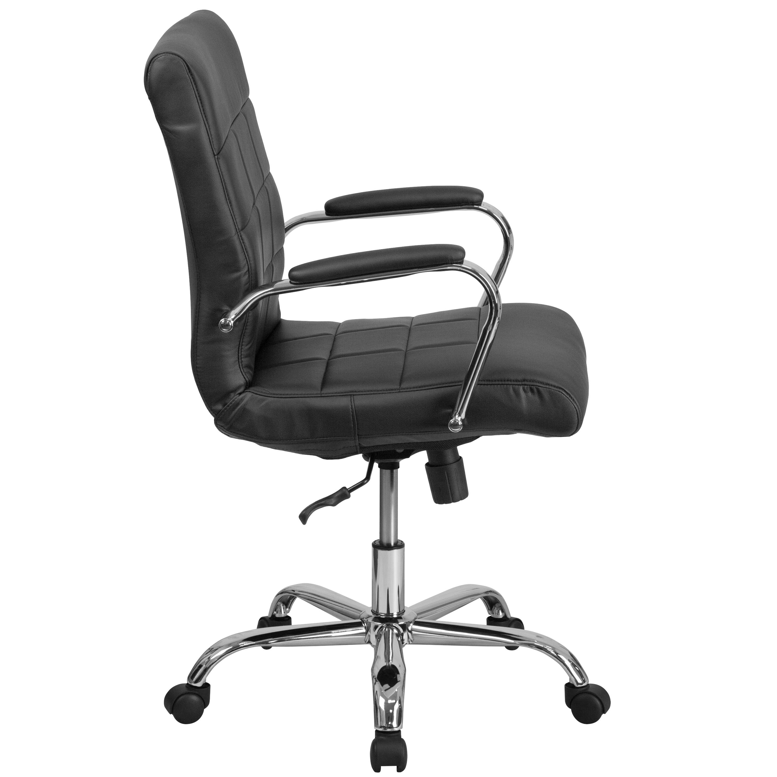 Alt View 6. Emma + Oliver - Mid-Back Vinyl Executive Swivel Office Chair with Chrome Base and Arms - Black.