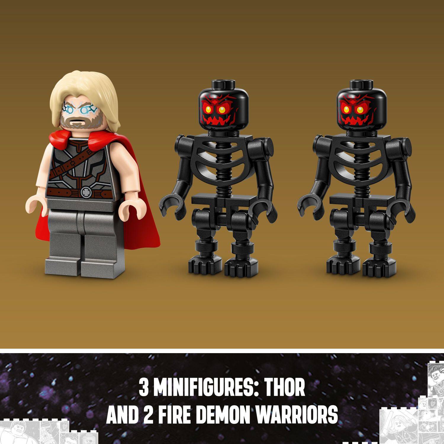 3 MINIFIGURES: THOR AND 2 FIRE DEMON WARRIORS