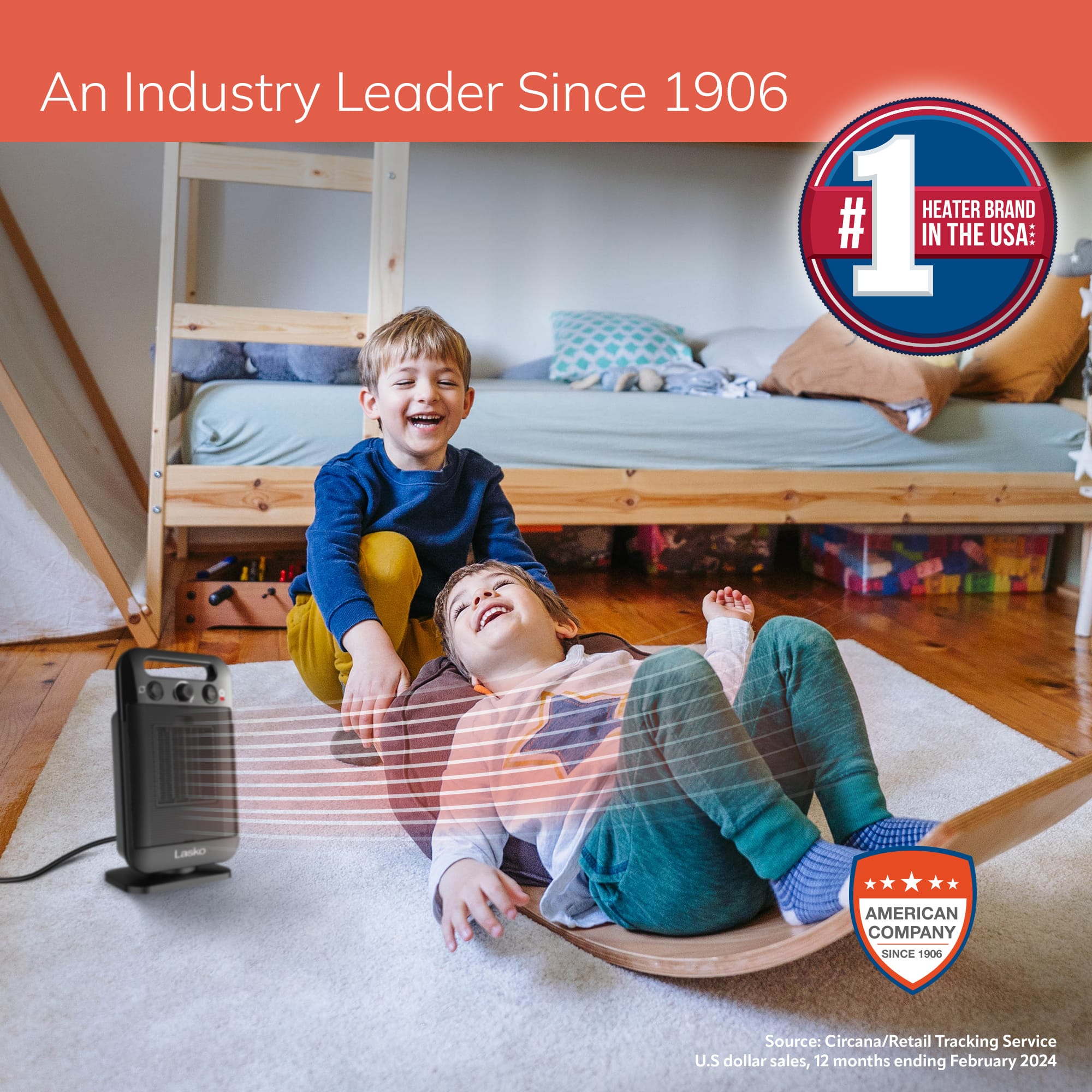 An Industry Leader Since 1906: Lako, the American Company Since 1906, is the #1 Heater Brand in the USA, according to the Circana/Retail Tracking Service. U.S. dollar sales for the 12 months ending February 2024.