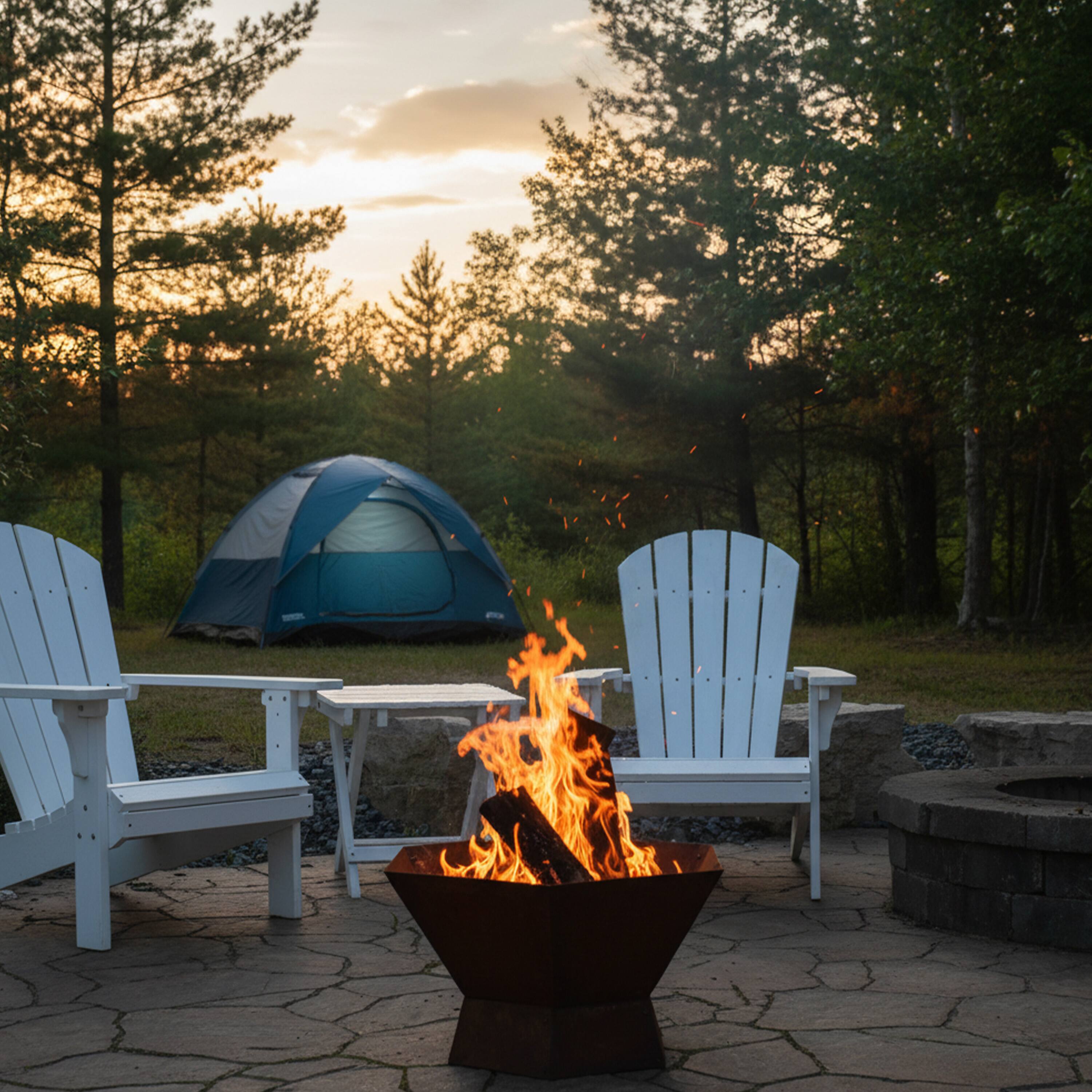 Alt View 8. Sunnydaze - 23 in Rustic Affinity Steel Fire Pit with Pedestal Stand - Dark Orange.
