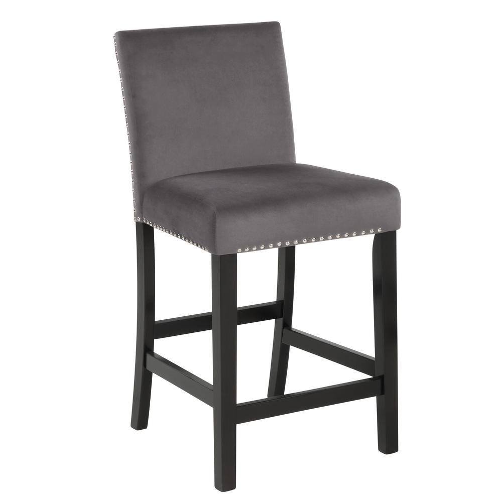 Angle. New Classic Furniture - Furniture Celeste 39.5" Wood Counter Chair in Gray (Set of 2) - Gray.