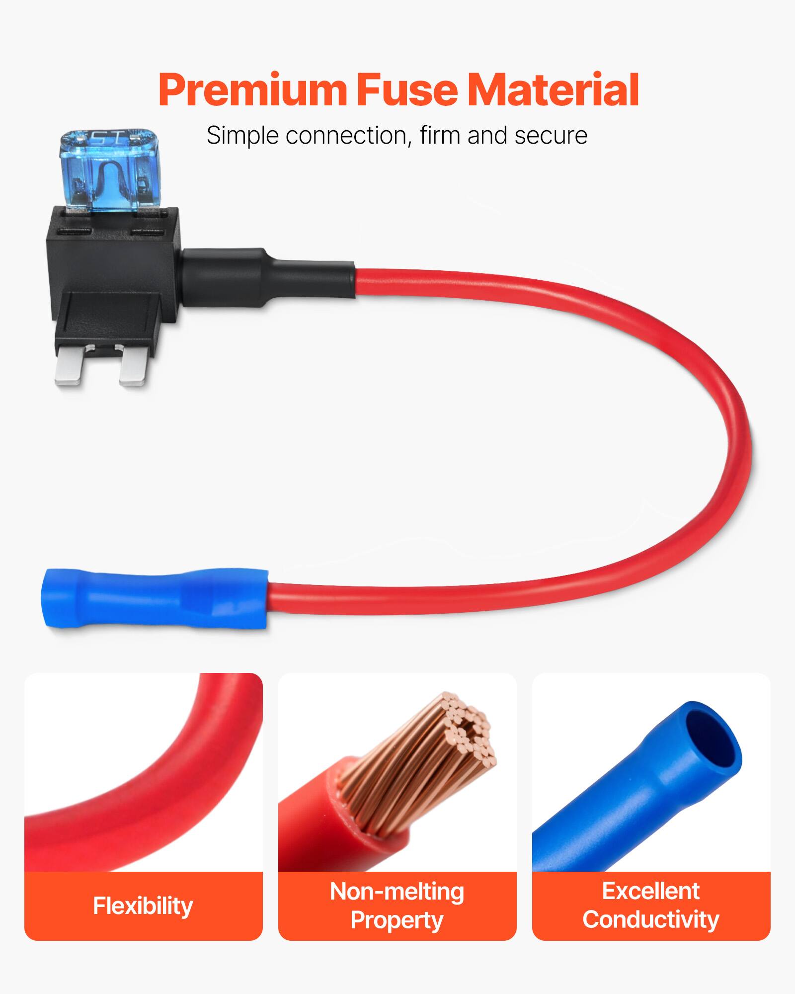 Premium Fuse Material  
Simple connection, firm and secure  

- Flexibility  
- Non-melting Property  
- Excellent Conductivity