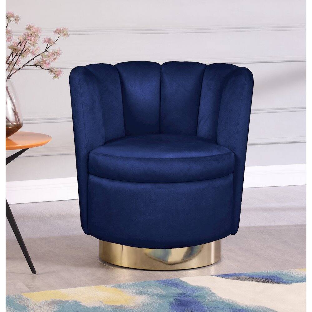 Alt View 3. Meridian Furniture - Lily Navy Velvet Accent Chair - Blue.