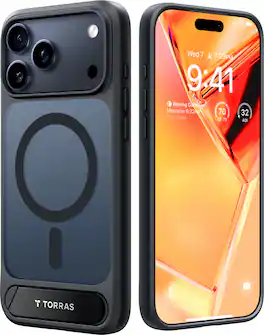 TORRAS - Ostand L1 - Professional Multi-Angle Magnetic Stand Case with Military-Grade Protection for Apple iPhone 17 Pro Max - Black