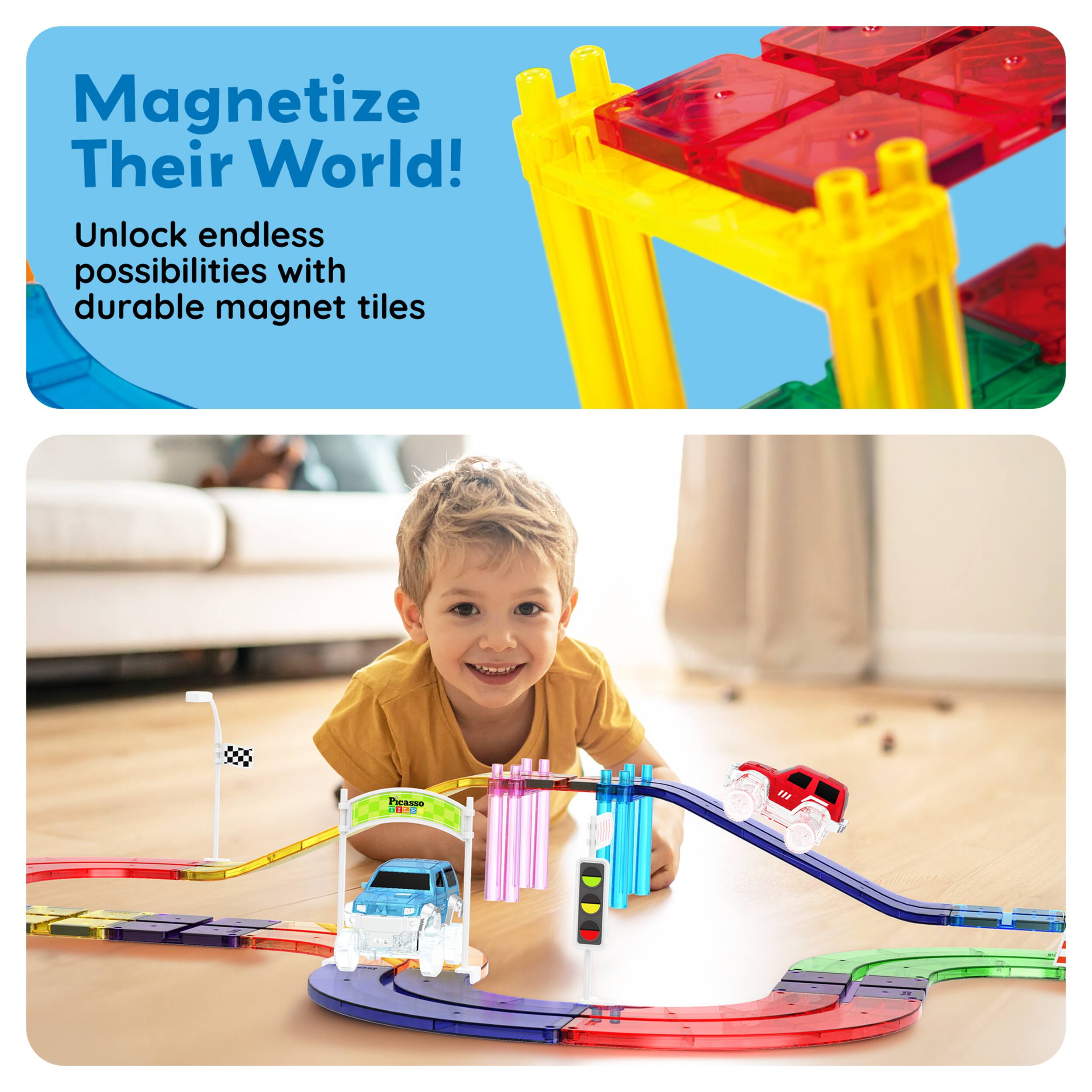 Magnetize Their World!  
Unlock endless possibilities with durable magnet tiles