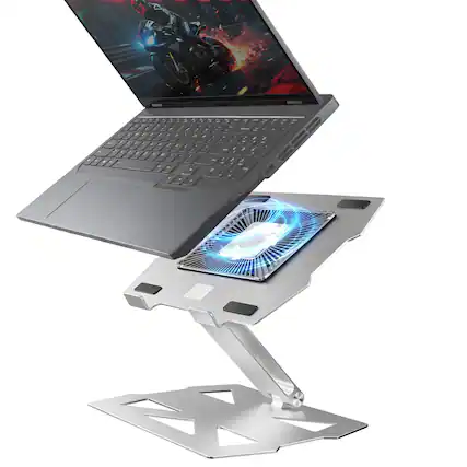 Front. HongFei - Laptop Cooling Stand with Peltier Cooler Adjustable Height & Angle, Whisper-Quiet Cooler for 12-19 Inch Laptops - Silver+Black.