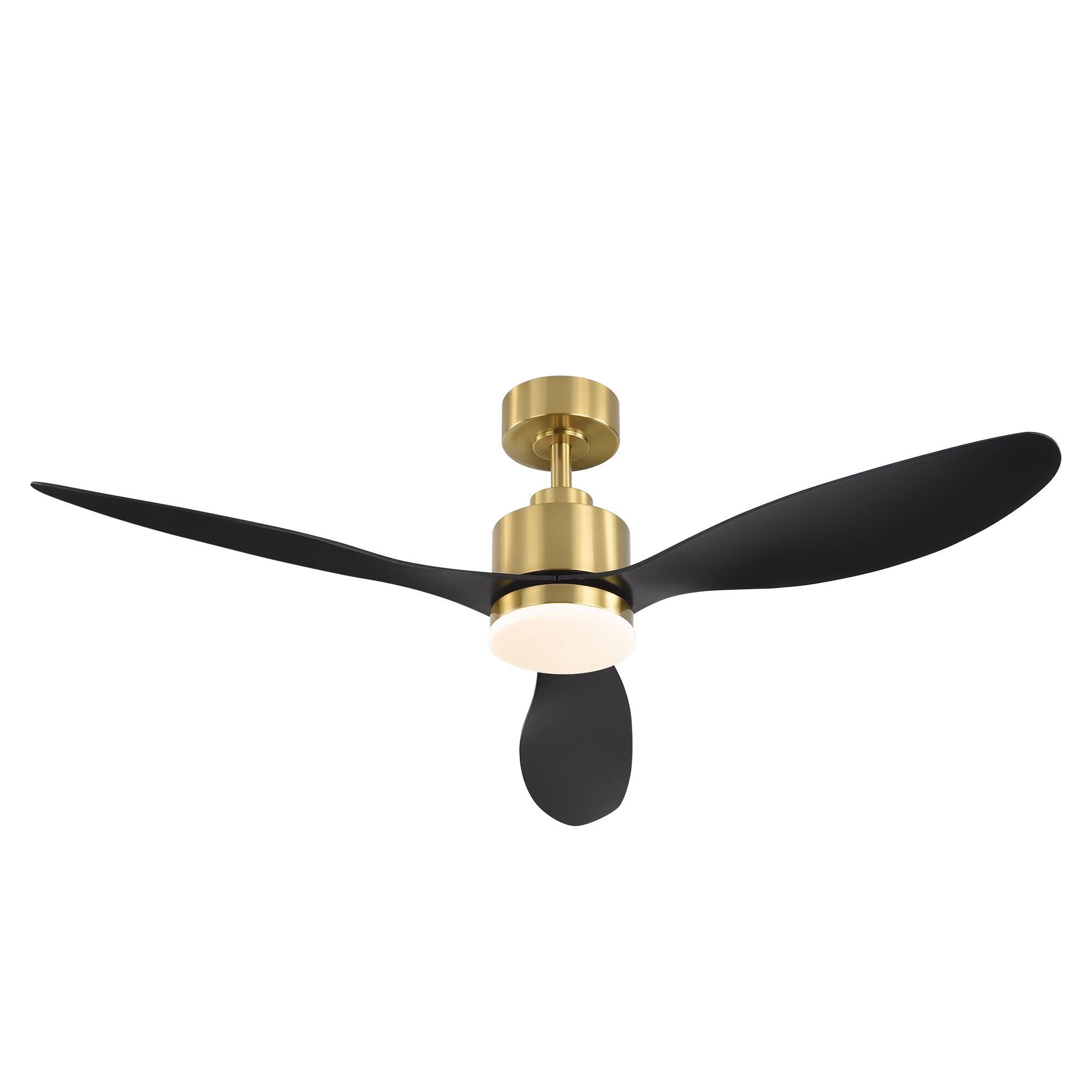 Alt View 9. Breezary - 52" Indoor Ceiling Fan, 3 ABS Blades, 6-Speed DC Motor, Remote Control, Memory/Timer, 3-Color LED Light, 5"/10" Downrods - Gold and Matte Black.