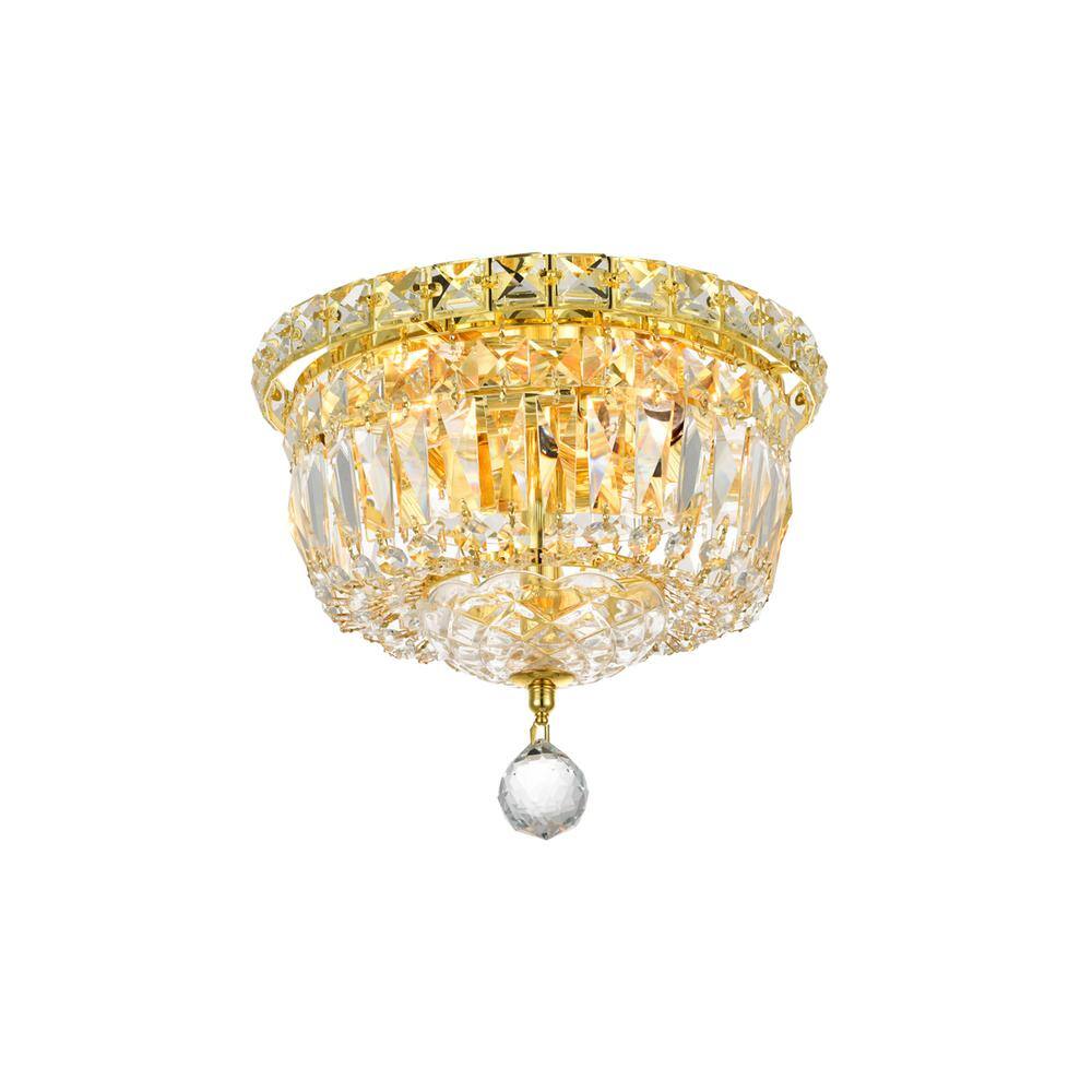 Alt View 2. Elegant Lighting - Tranquil 4 light Gold Flush Mount Clear Royal Cut Crystal - Gold.