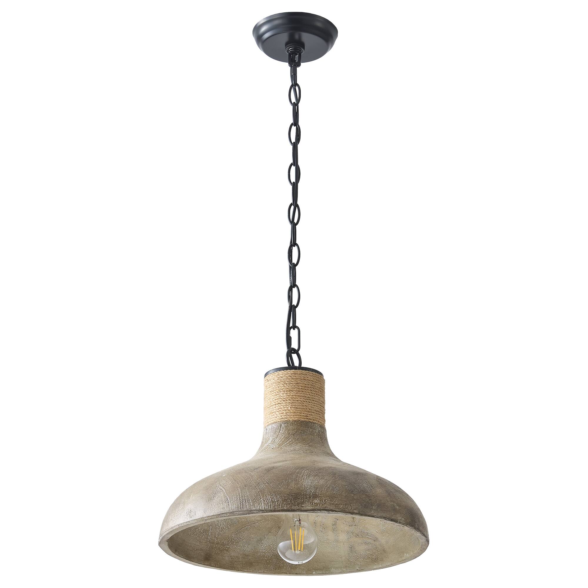 Alt View 2. Parrot Uncle - 15" Rustic Farmhouse Natural 1-Light Rope Adjustable Pendant Light for Kitchen Island - Natural.