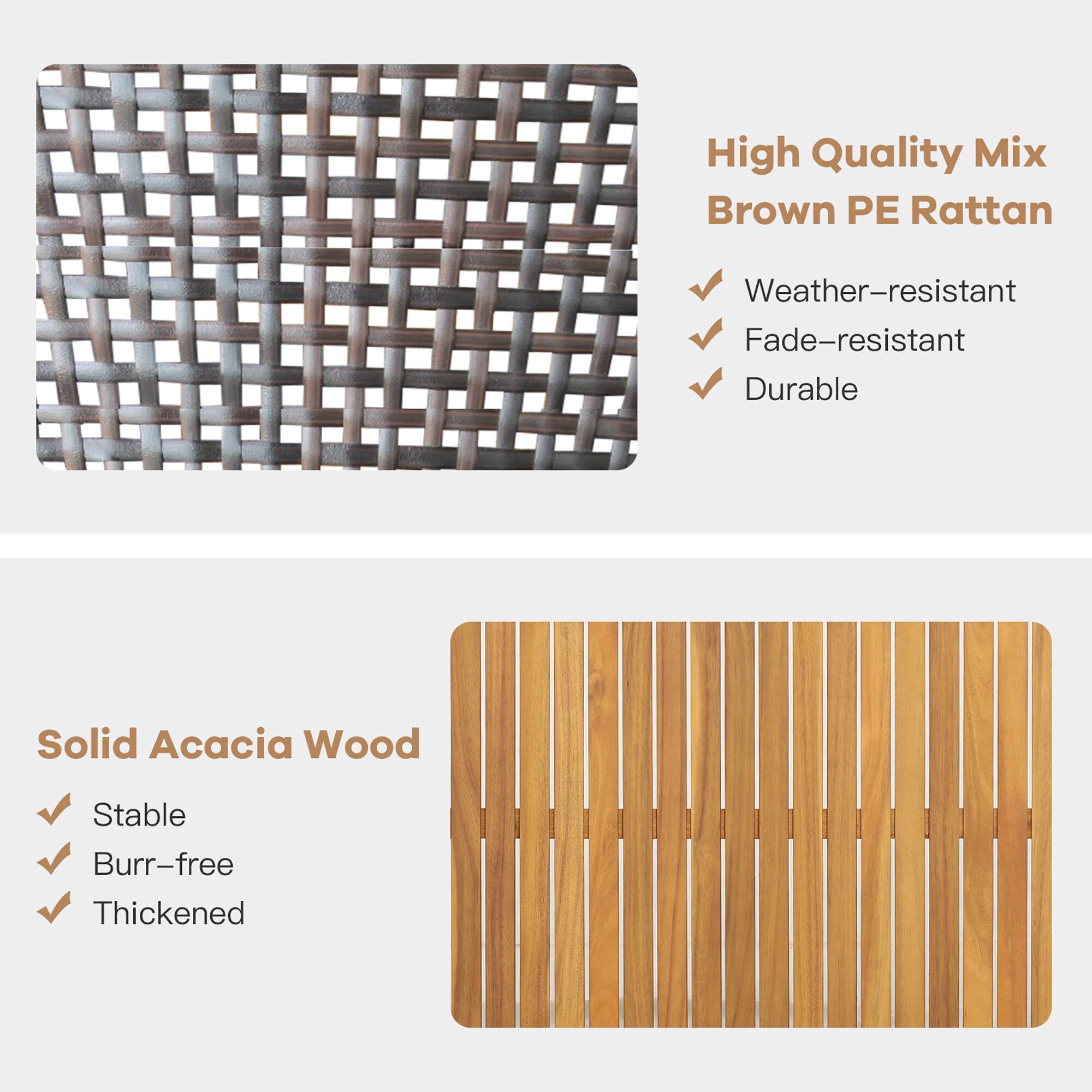 High Quality Mix Brown PE Rattan, Solid Acacia Wood