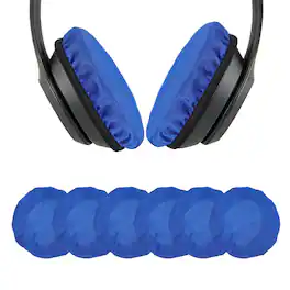 Unique Bargains - 3 Pairs Universal Headphone Ear Pads Covers 3.5-4.3 Inch Washable Stretchable Fabric for Gaming Gym - Blue