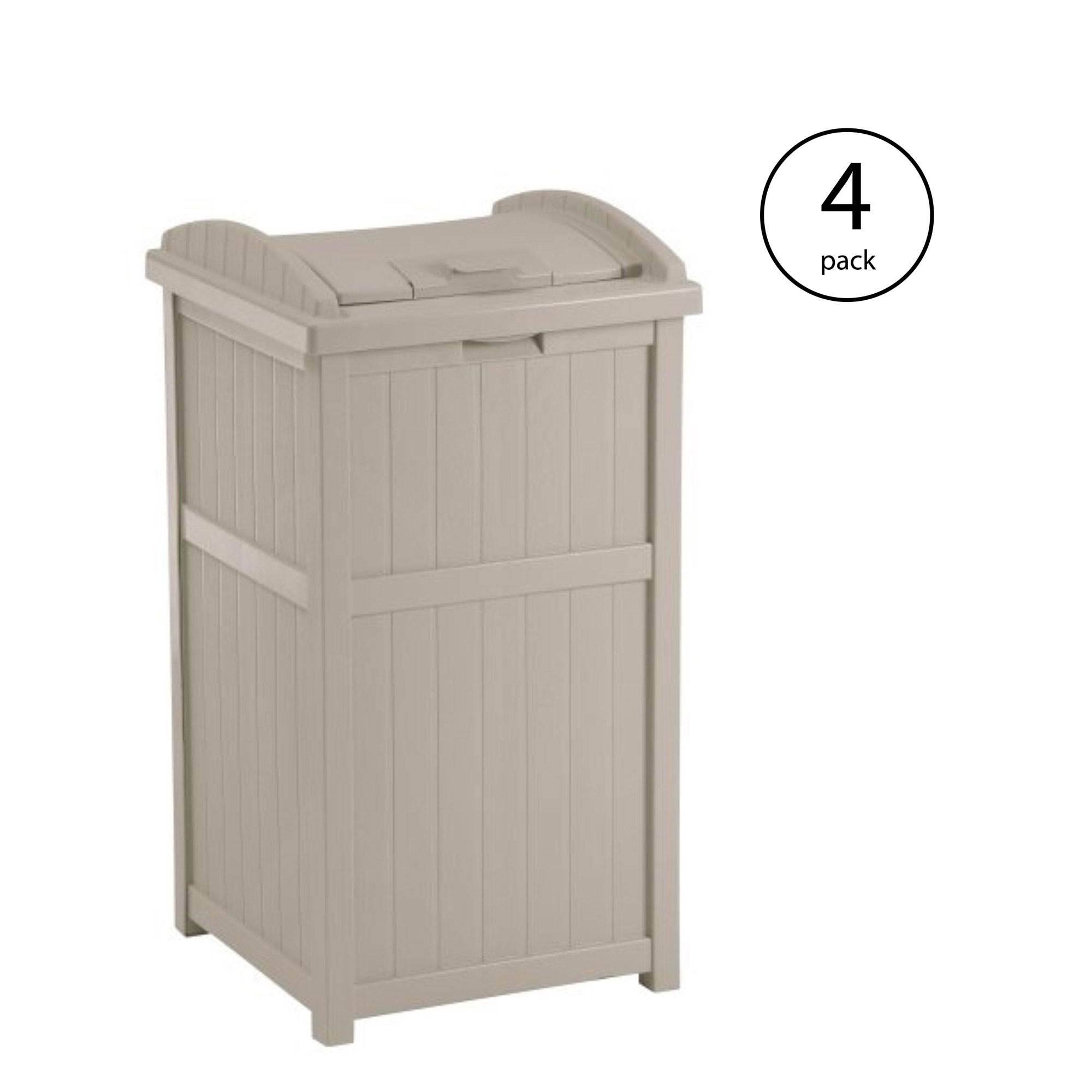 Alt View 1. Suncast - Suncast 30-33 Gallon Deck Patio Resin Garbage Trash Can Hideaway, Taupe (4 Pack) - Taupe.