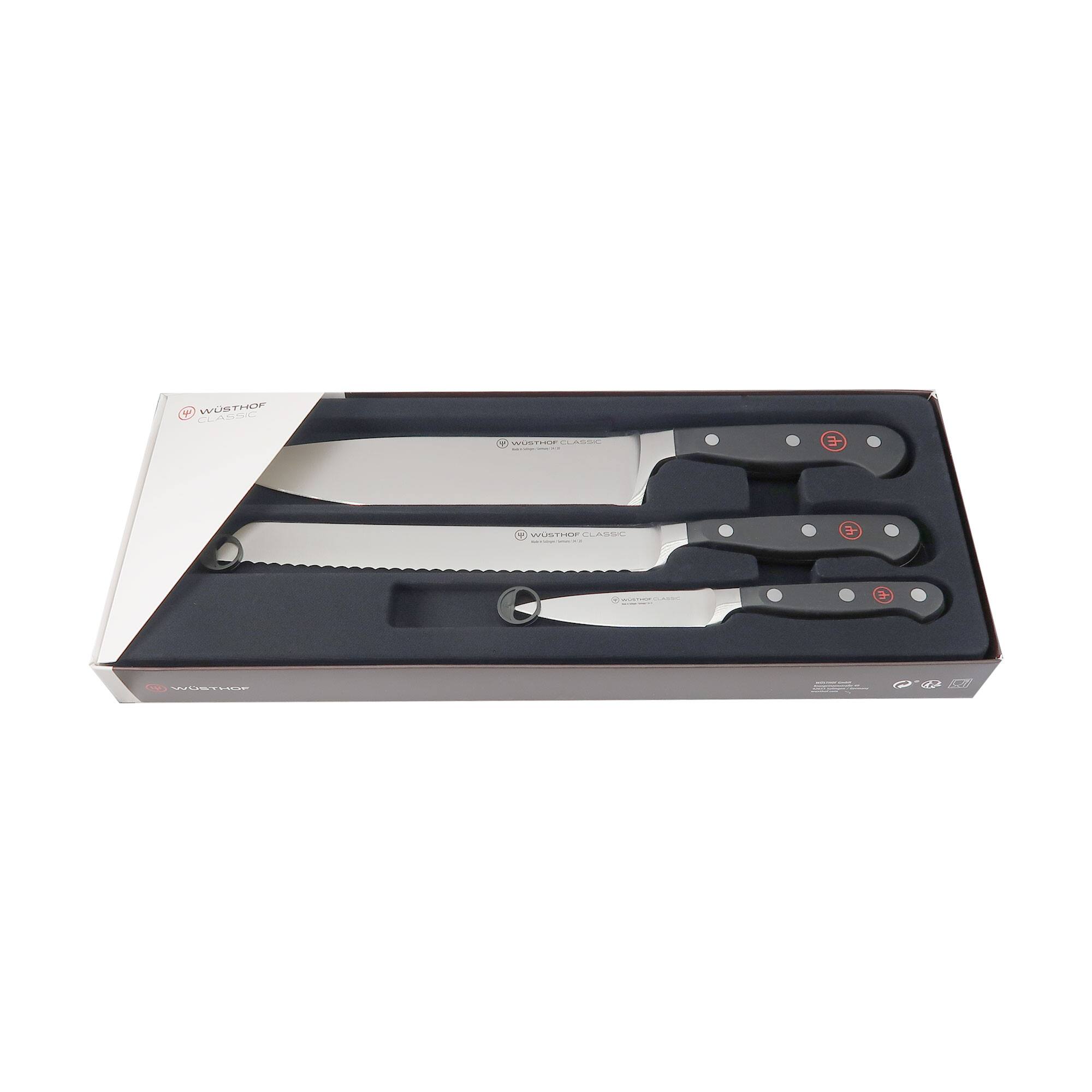 Wusthof - Classic 3-Piece Knife Set – 3.5" Paring, 8" Bread, and Chef’s Knives - Silver - Thumbnail 3