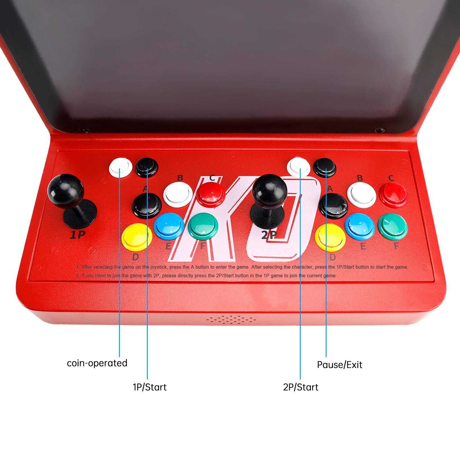 After selecting the game on the joystick, press the A button to enter the game. After selecting the character, press the 1P/Start button to start the game. If you need to join the game with 2P, please directly press the 2P/Start button in the 1P game to join the current game.