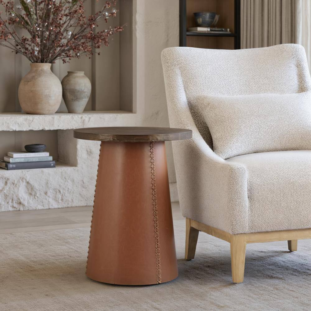 Angle. Hivvago - Dikis Side Table Brown - Brown.