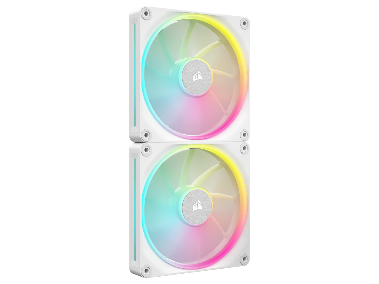 Front. CORSAIR - CORSAIR LX RGB Series, iCUE LINK LX140 RGB White, 140mm Fan, Dual Pack - White.